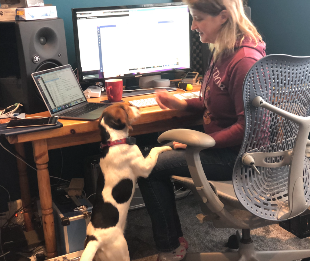 Katie Piatt working with her dog